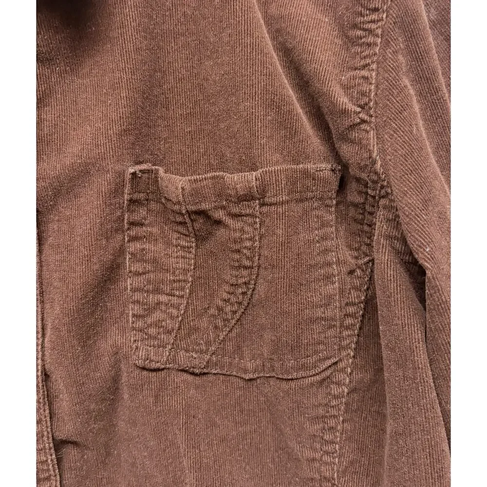 Chico’s Jacket Brown Corduroy Barn Coat Women’s XL Cotton Button Front Utility